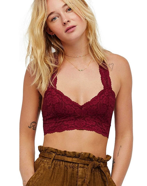 Galloon Lace Racerback Bra, Wine - clearpathherbicide