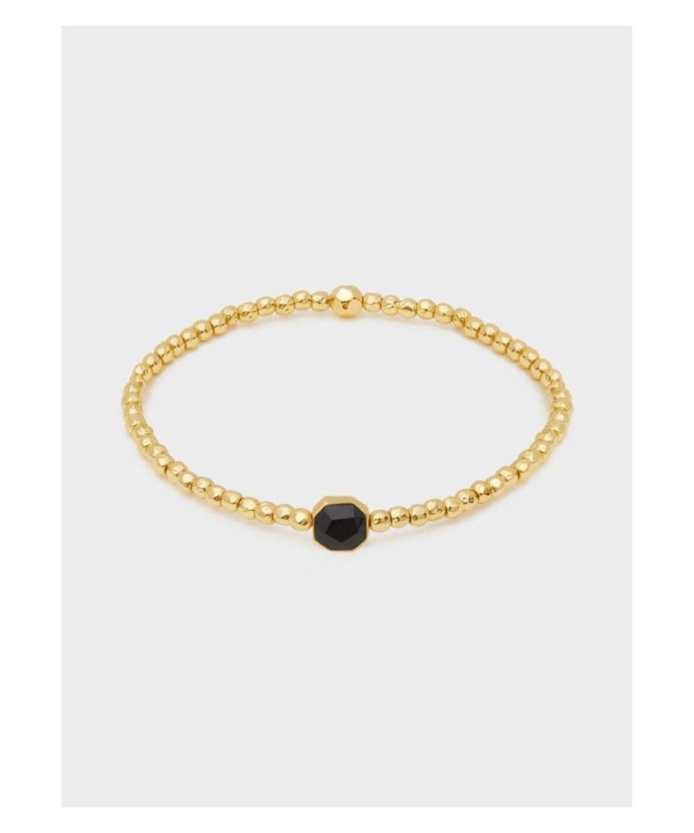 Gemstone Black Onyx Charm Bracelet, Gold - clearpathherbicide