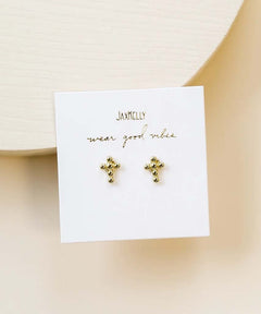 Gold Cross Earrings - PINK ARROWS