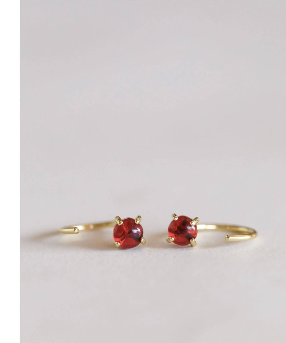 Gold Garnet Huggies Earrings Strength - miamidrugpossession