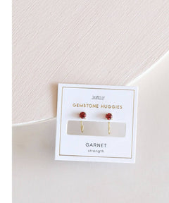 Gold Garnet Huggies Earrings Strength - clearpathherbicide