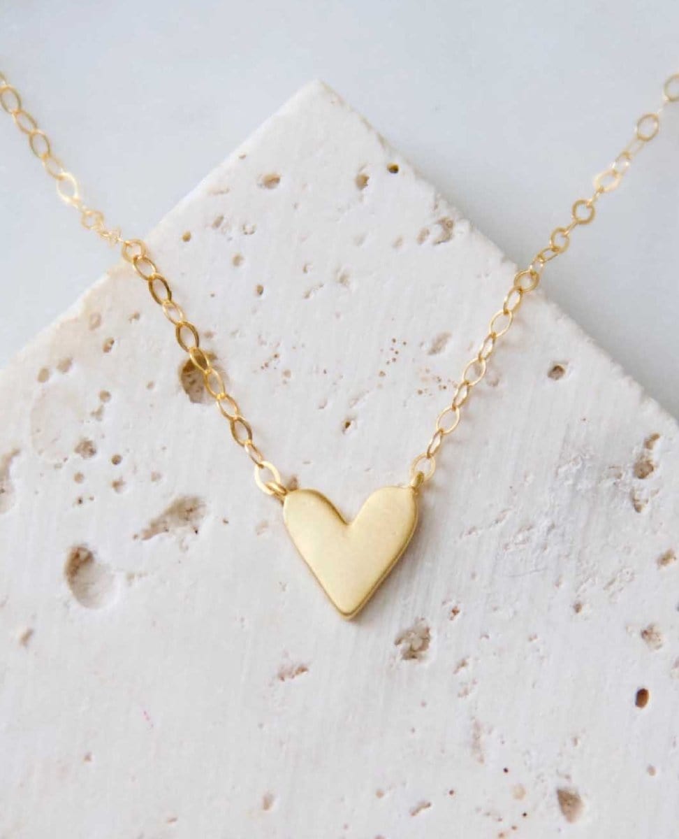 Gold Heart Necklace - PINK ARROWS