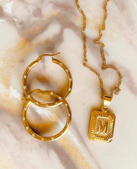 Gold Letter Initial Medallion Necklace - PINK ARROWS