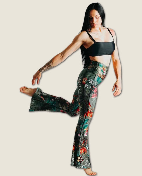 Green Thumb Printed Bell Bottoms - miamidrugpossession