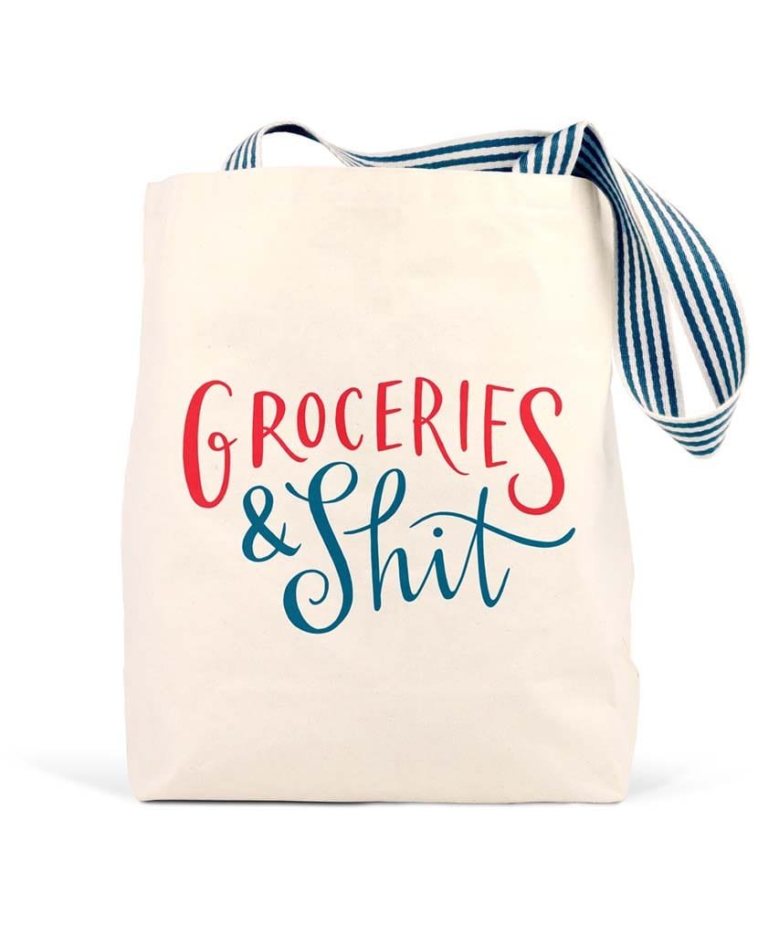 Groceries & Shit Tote Bag (Cream) - PINK ARROWS