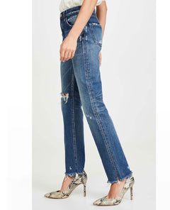 Guilford High Rise Distressed Wide Straight Jeans - miamidrugpossession