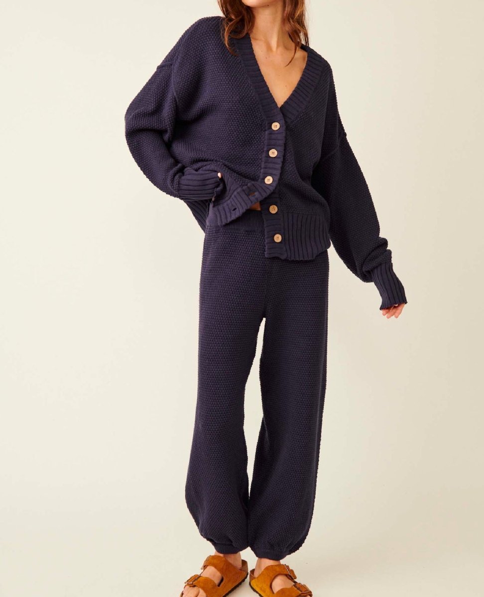 Hailee Cardi Sweater Set Peacoat Blue - miamidrugpossession