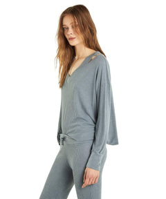 Haley Long Sleeve Thermal Top, Blue - miamidrugpossession