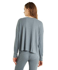 Haley Long Sleeve Thermal Top, Blue - miamidrugpossession