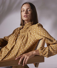 Hallie Blouse Golden Polka Dot - clearpathherbicide