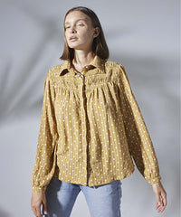 Hallie Blouse Golden Polka Dot - PINK ARROWS