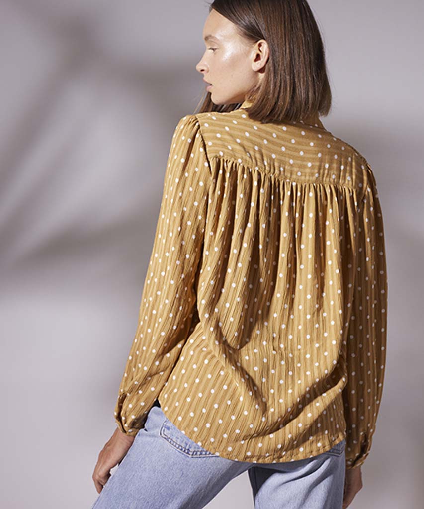 Hallie Blouse Golden Polka Dot - miamidrugpossession