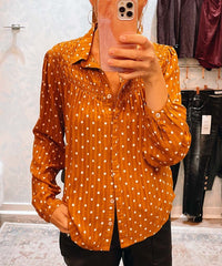 Hallie Blouse Golden Polka Dot - PINK ARROWS