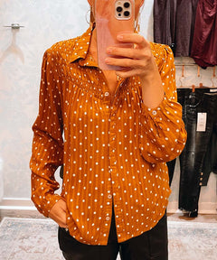 Hallie Blouse Golden Polka Dot - clearpathherbicide