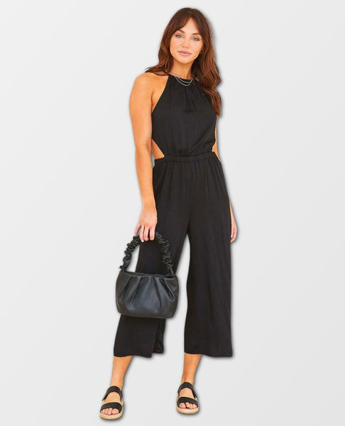 Halter Cutout Jumpsuit Black - clearpathherbicide