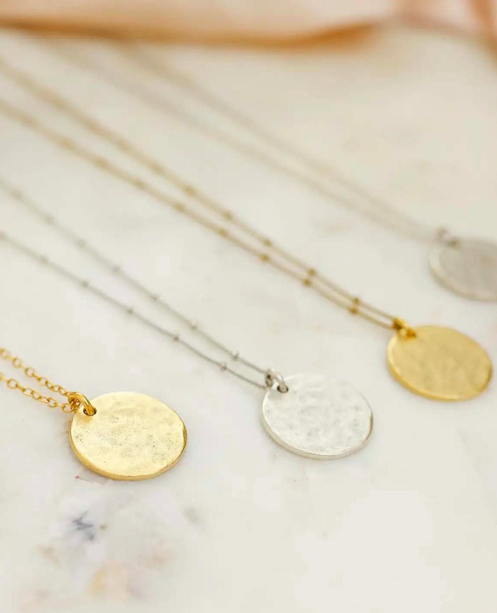 Hammered Coin Necklace Silver - miamidrugpossession