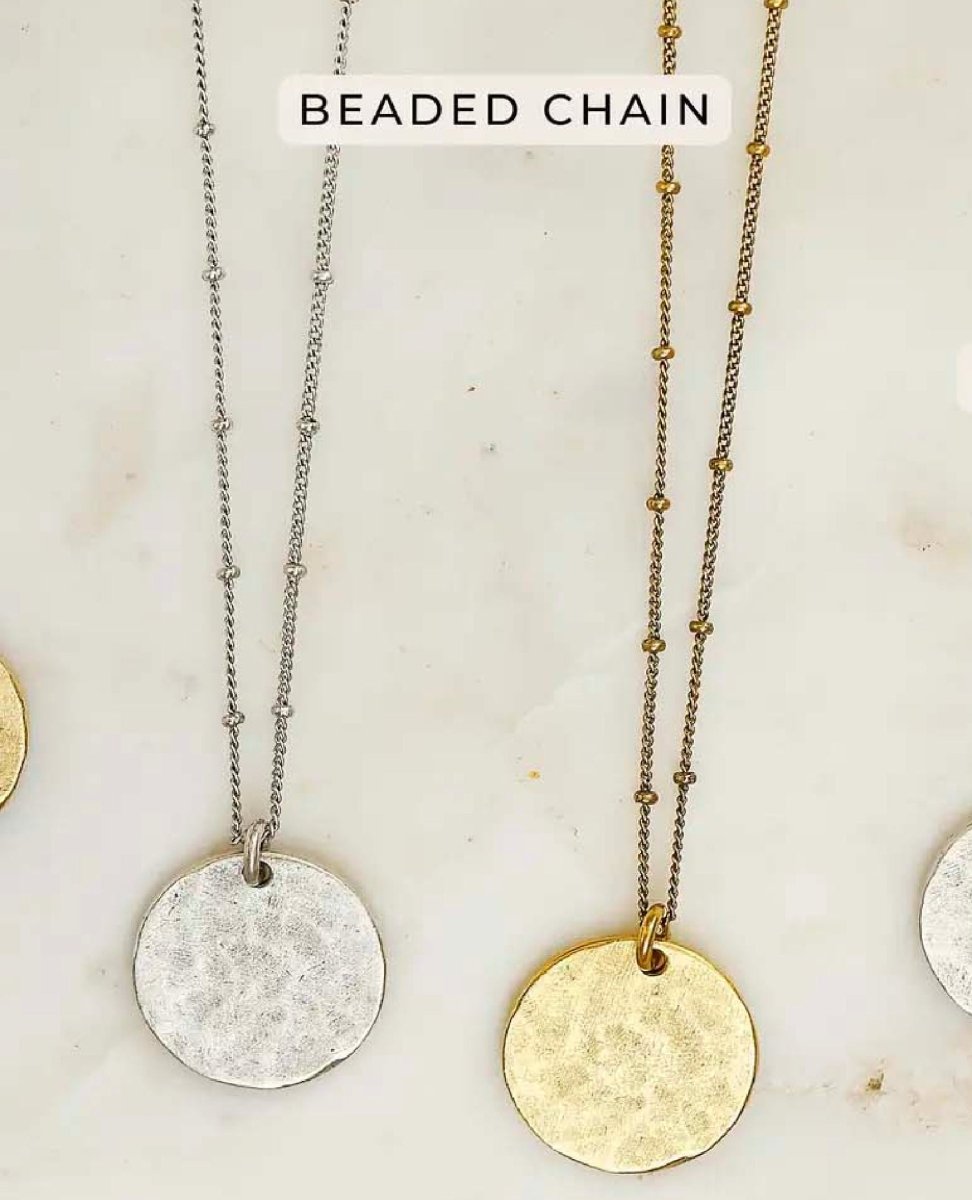 Hammered Coin Necklace Silver - miamidrugpossession