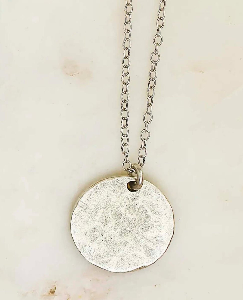 Hammered Coin Necklace Silver - PINK ARROWS