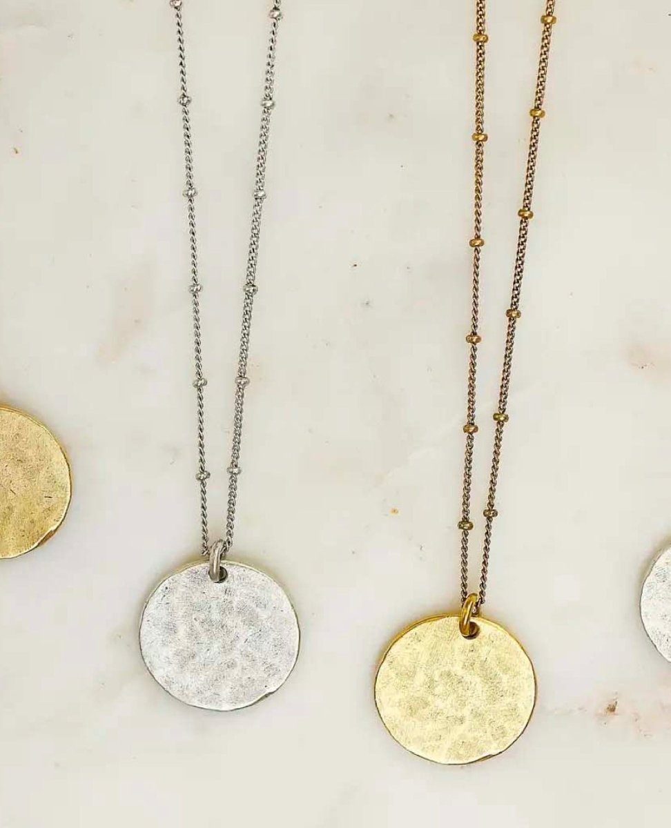 Hammered Coin Necklace Silver - miamidrugpossession