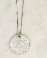 Hammered Coin Necklace Silver - PINK ARROWS