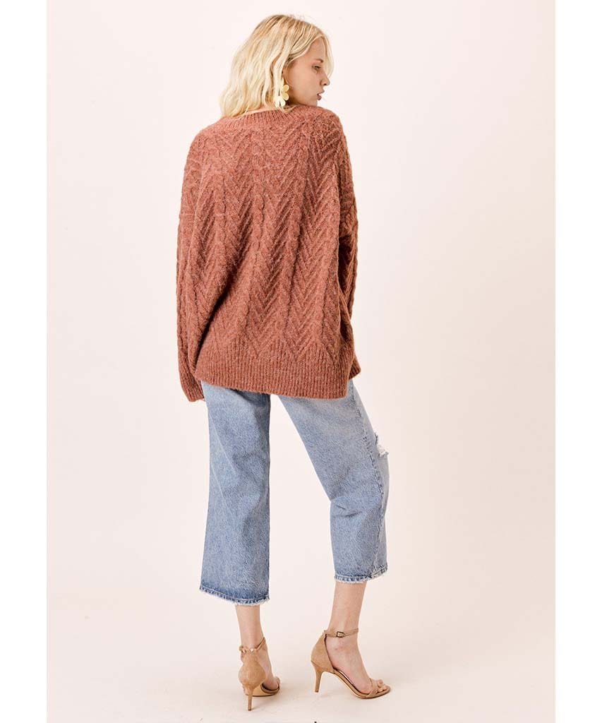 Hani Oversized V - Neck Sweater Burnt Orange - miamidrugpossession