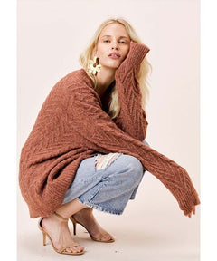 Hani Oversized V - Neck Sweater Burnt Orange - clearpathherbicide