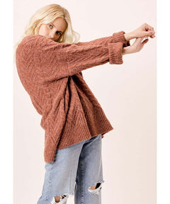 Hani Oversized V - Neck Sweater Burnt Orange - miamidrugpossession