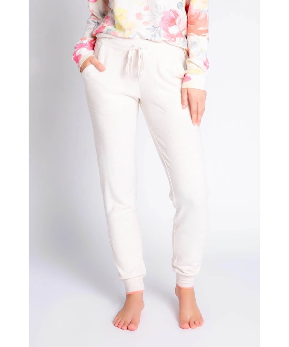 Happy Blooms Jogger Pant Oatmeal - miamidrugpossession