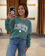 Happy Go Lucky Sweatshirt Mineral Green - PINK ARROWS