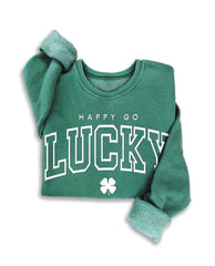 Happy Go Lucky Sweatshirt Mineral Green - PINK ARROWS