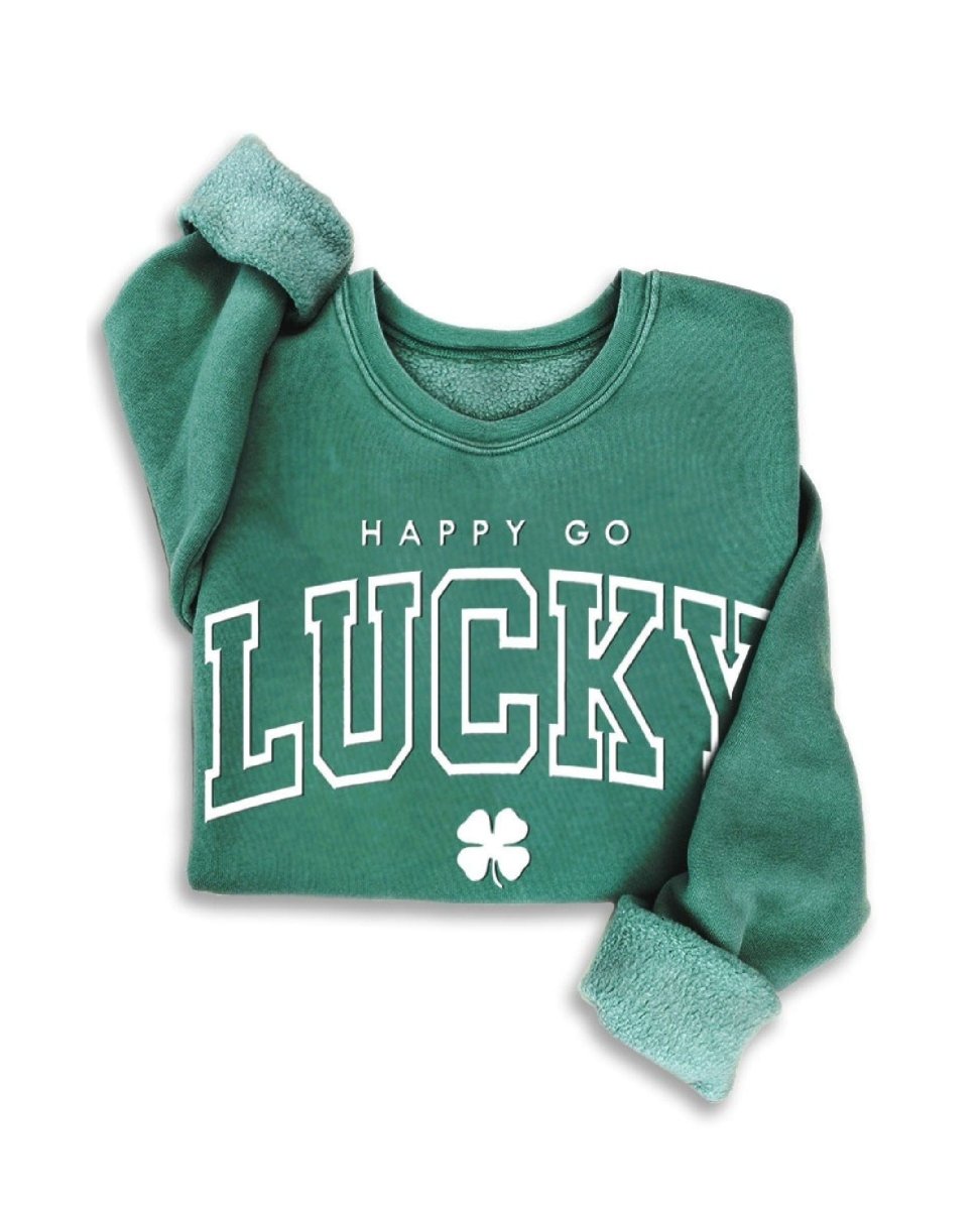 Happy Go Lucky Sweatshirt Mineral Green - PINK ARROWS