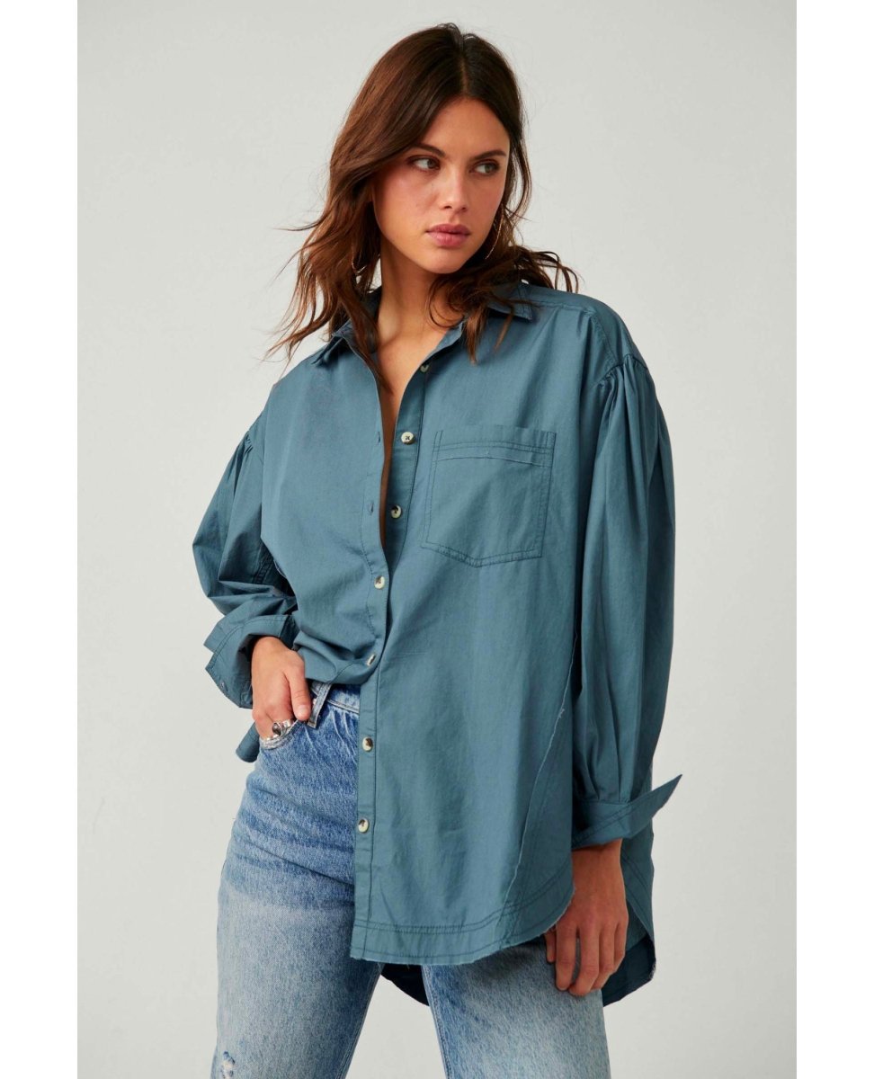 Happy Hour Solid Button Up Top - clearpathherbicide