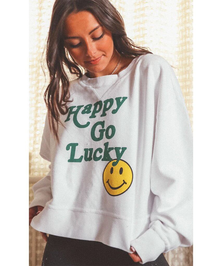 Happy Lucky Crop Corded Sweatshirt - miamidrugpossession