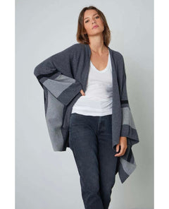 Harper Open Front Poncho Grey - miamidrugpossession