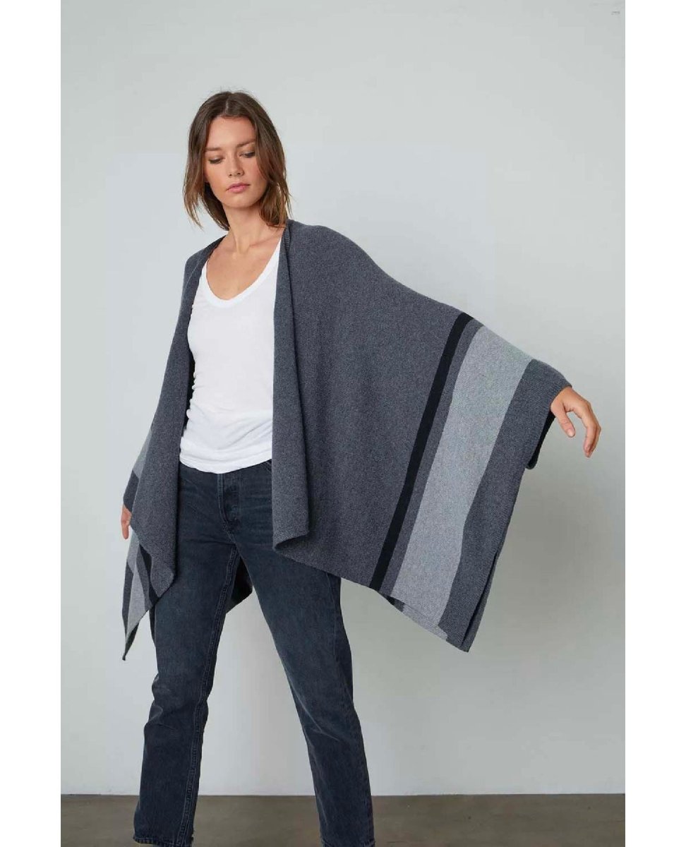 Harper Open Front Poncho Grey - miamidrugpossession