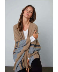 Harper Open Front Poncho Oatmeal - PINK ARROWS