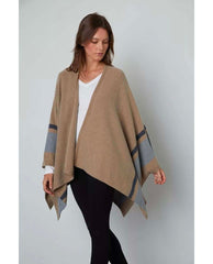 Harper Open Front Poncho Oatmeal - PINK ARROWS