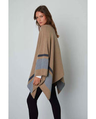 Harper Open Front Poncho Oatmeal - PINK ARROWS