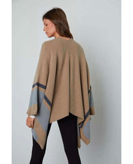 Harper Open Front Poncho Oatmeal - PINK ARROWS