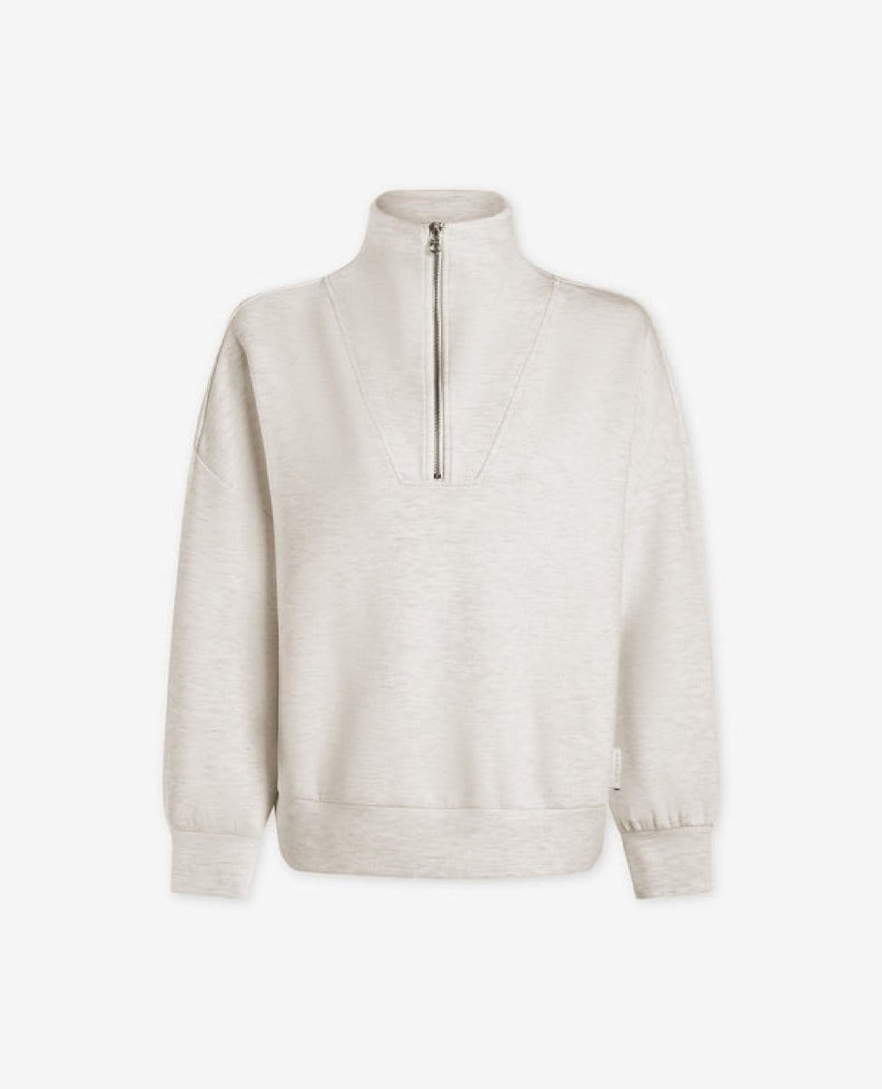 Hawley Half Zip Sweat Ivory Marl - PINK ARROWS