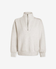 Hawley Half Zip Sweat Ivory Marl - PINK ARROWS