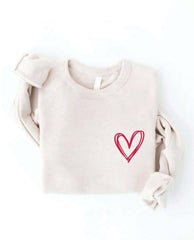 Heart Graphic Sweatshirt Heather Dust - PINK ARROWS