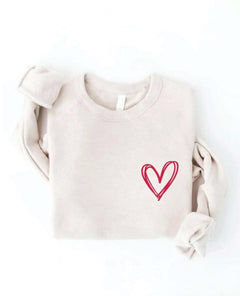 Heart Graphic Sweatshirt Heather Dust - PINK ARROWS