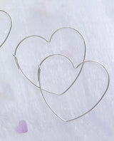 Heart Shape Hoop Earrings Large Silver - miamidrugpossession