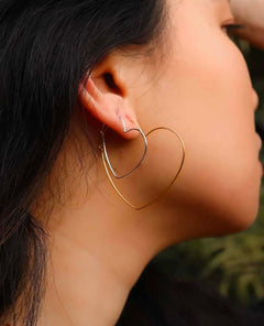 Heart Shape Hoop Earrings Small Gold - clearpathherbicide