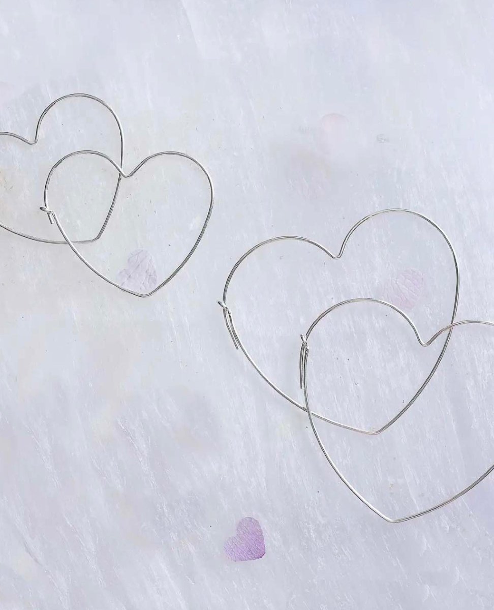 Heart Shape Hoop Earrings Small Silver - clearpathherbicide