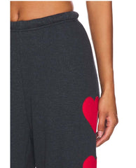 Heart Side Sweatpant Charcoal - PINK ARROWS