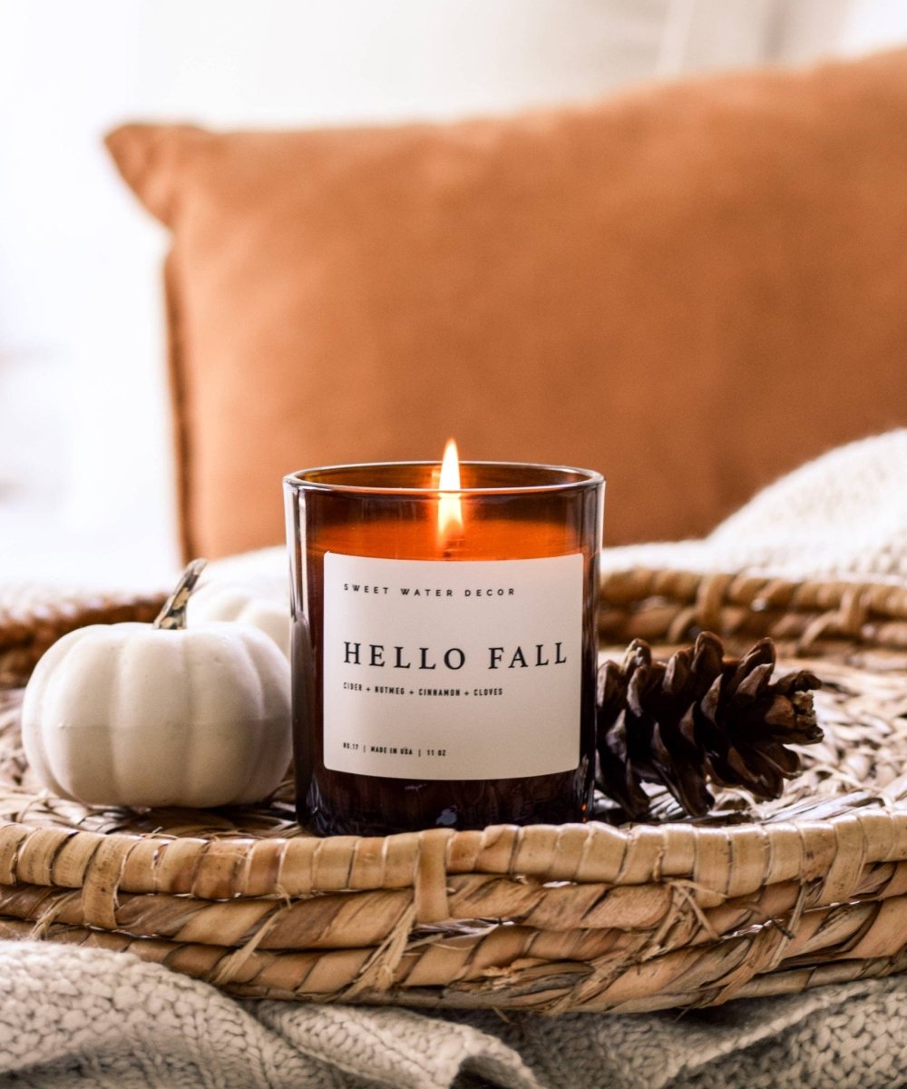 Hello Fall Soy Candle | 11 oz Amber Jar Candle - miamidrugpossession