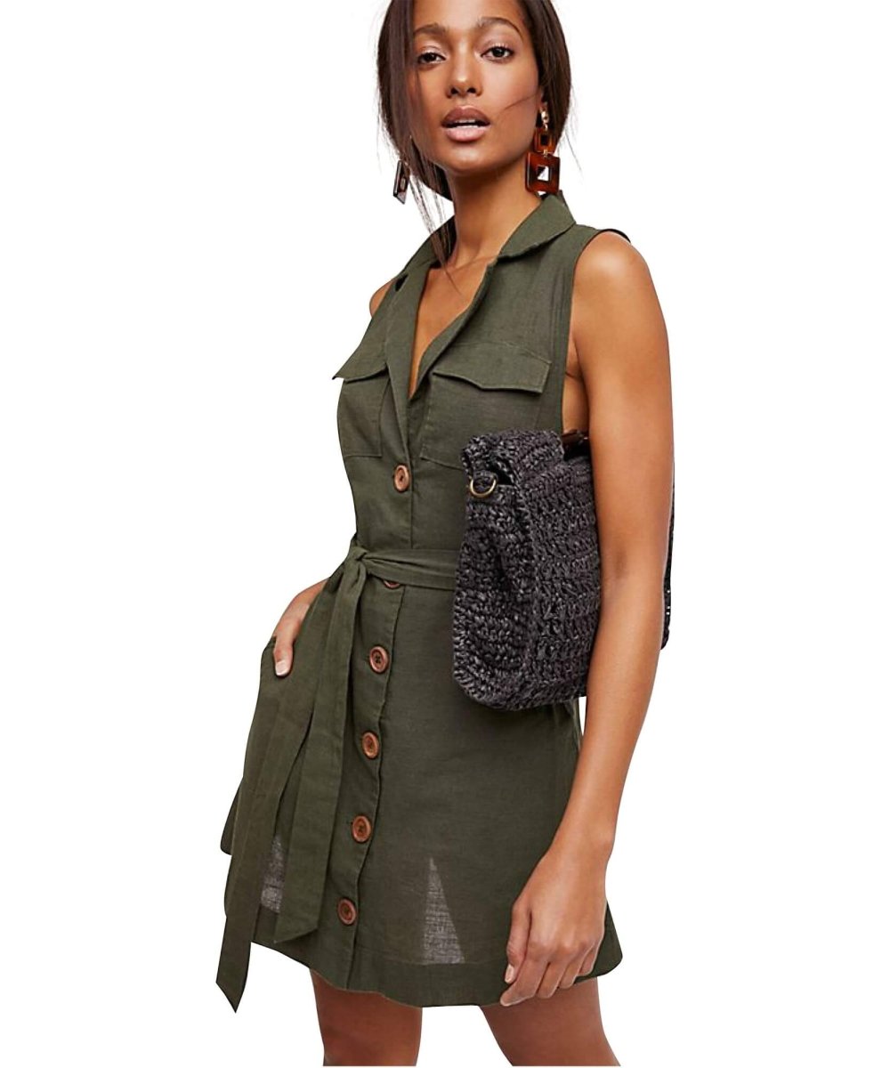 Hepburn Mini Dress, Olive - clearpathherbicide