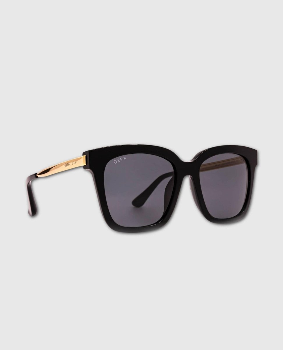 H.E.R. Bella Black With Gold Temples Grey Sunglasses - PINK ARROWS